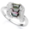Mystic Topaz And Diamond Scroll Ring In Sterling Silver