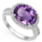 4ct Oval Cut Amethyst & Diamond Halo Ring In Sterling Silver