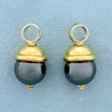 Hematite Hoop Earring Enhancers Or Charms In 18k Yellow And White Gold