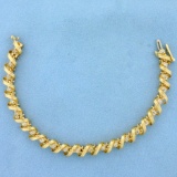Designer 1ct Tw Diamond Spiral Link Tennis Bracelet In 14k Yellow Gold