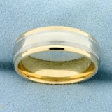 Means Beaded Design Milgrain Two Tone Wedding Band Ring In 14k White And Yellow Gold