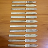 Antique Set Of 11 Silver Norwegian Royal Monogram Butter Knives