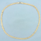 Italian Made 18 Inch Braided Herringbone Link Chain Necklace In 14k Yellow Gold