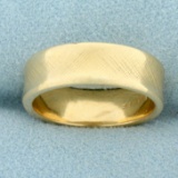 Etched Hash Mark Design Wedding Band Ring In 14k Yellow Gold