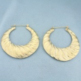 Vintage Statement Crescent Hoop Earrings In 14k Yellow Gold