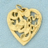 Love You Heart Pendant In 14k Yellow Gold