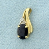 Sapphire And Diamond Pendant In 14k Yellow Gold