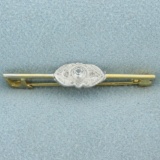 Antique White Sapphire Pin In 18k Yellow And White Gold