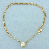Bezel Set Solitaire Diamond Necklace In 14k Yellow Gold