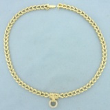 Diamond Door Knocker Style Necklace In 14k Yellow Gold