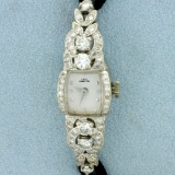 Vintage Lady Hamilton Diamond Watch In 14k White Gold