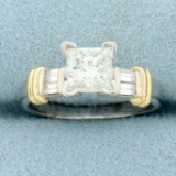 Princess Diamond Engagement Ring In 14k Yellow And White Gold