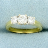 3 Stone Diamond Wedding Or Anniversary Ring In 18k Yellow Gold