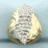 Vintage 1ct Tw Diamond Cluster Ring In 10k Yellow Gold