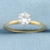 Solitaire Diamond Engagement Ring In 14k Yellow Gold
