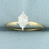Marquise Solitaire Diamond Engagement Ring In 14k Yellow Gold