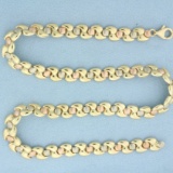 Italian Made Tri Color Designer Link Necklace In 10k Yellow, White, And Rose Gold