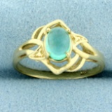 Cabochan Emerald Ring In 10k Yellow Gold