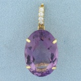 25ct Amethyst And Diamond Statement Pendant In 14k Yellow Gold