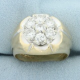 Mens 2ct Diamond Ring In 14k Yellow Gold
