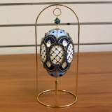 Heirloom Faberge Style Goose Egg Ornament With Stand