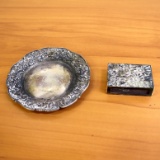 Vintage S. Kirk And Son Repousse Matchbox And Tray In Sterling Silver