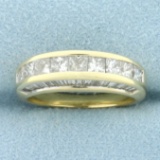 Vintage Princess Diamond Wedding Band Ring In 14k Yellow Gold