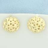Diamond Cut Button Earrings In 14k Yellow Gold