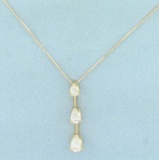 1ct Tw Past Present Future 3 Stone Pear Diamond Necklace In 14k Yellow Gold