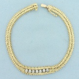 Diamond Designer Link Bracelet In 14k Yellow Gold