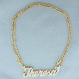 Theresa Nameplate Diamond Necklace In 14k Yellow Gold
