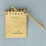Mechanical Steno Pad And Pencil Charm Or Pendant In 14k Yellow Gold