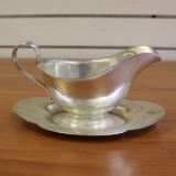 Gorham Gravy Boat With Attached Underplate Pattern 709 In .925 Sterling Silver
