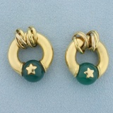 Vintage Star Glass Ball Bead Hoop Earring Enhancers In 14k Yellow Gold