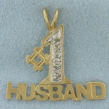 Diamond #1 Husband Pendant In 14k Yellow Gold