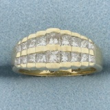 Diamond Cathedral Double Step Design Ring In 14k Yellow Gold
