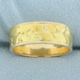 24k Nugget Inlay Band Ring In 14k Yellow Gold