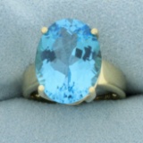 10ct Swiss Blue Topaz Statement Ring In 10k Yellow Gold