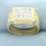 Pave Diamond Ring In 14k Yellow And White Gold