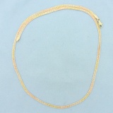 20 Inch Tri Color Reversible Herringbone Chain Necklace In 14k Gold