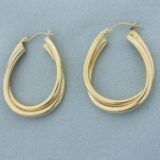 Double Tube Oval Hoop Earrings In 14k Yellow Gold
