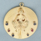 French Moulin Rouge Cancan Dancer Pendant In 14k Yellow Gold