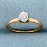 Antique Old Mine Cut Diamond Victorian Engagement Ring In 14k Rose Gold