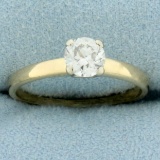 Vintage Old European Cut Diamond Solitaire Engagement Ring In 14k Yellow Gold