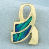 Black Opal Inlay Slide Pendant In 14k Yellow Gold
