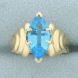 Swiss Blue Topaz Ring In 14k Yellow Gold
