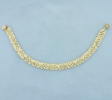 Diamond Cut Magnetic Clasp Lattice Design Bracelet In 14k Yellow Gold