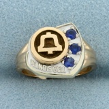 Vintage Illinois Bell Sapphire Ring In 10k Yellow And White Gold