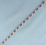 Amethyst And Diamond Bracelet In 14k Yellow And White Gold