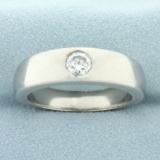 Mens 3/4ct Solitaire Diamond Pipe Style Ring In Palladium